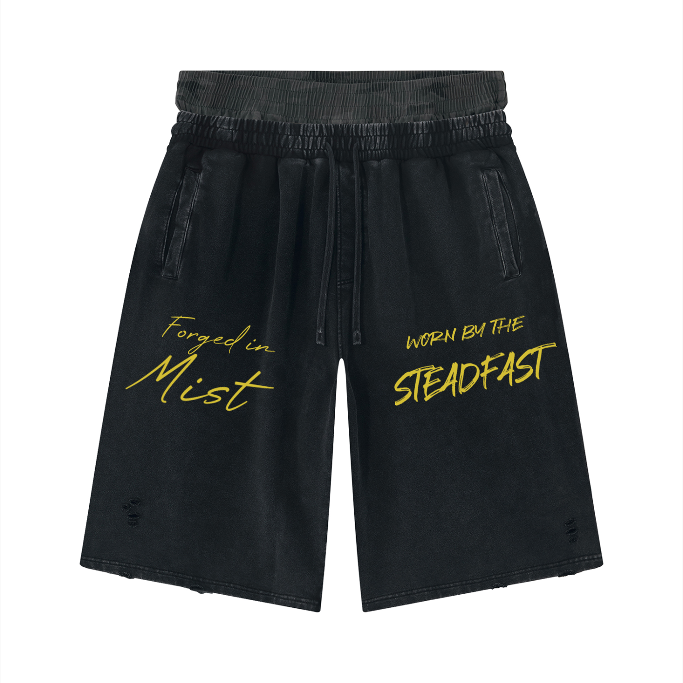 Unisex Vintage Wash Distressed Wide Leg Shorts