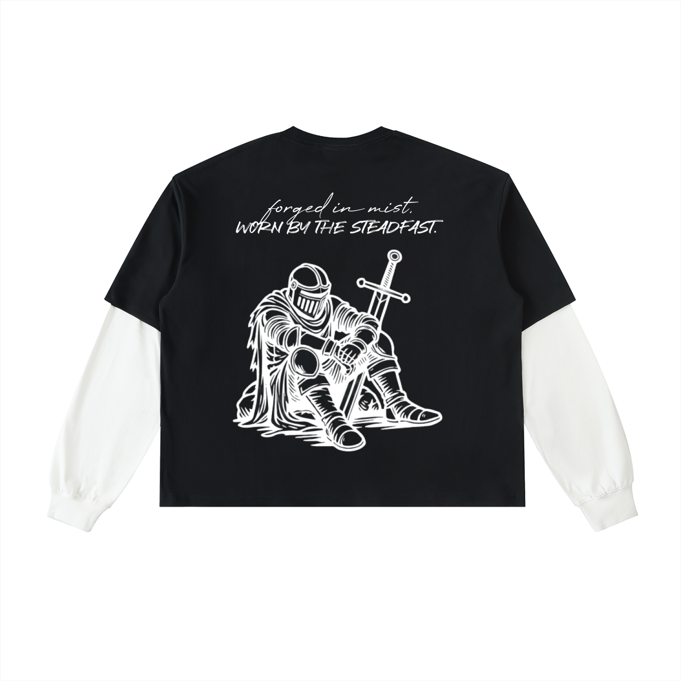 Layered Contrast Sleeve Cotton T-Shirt