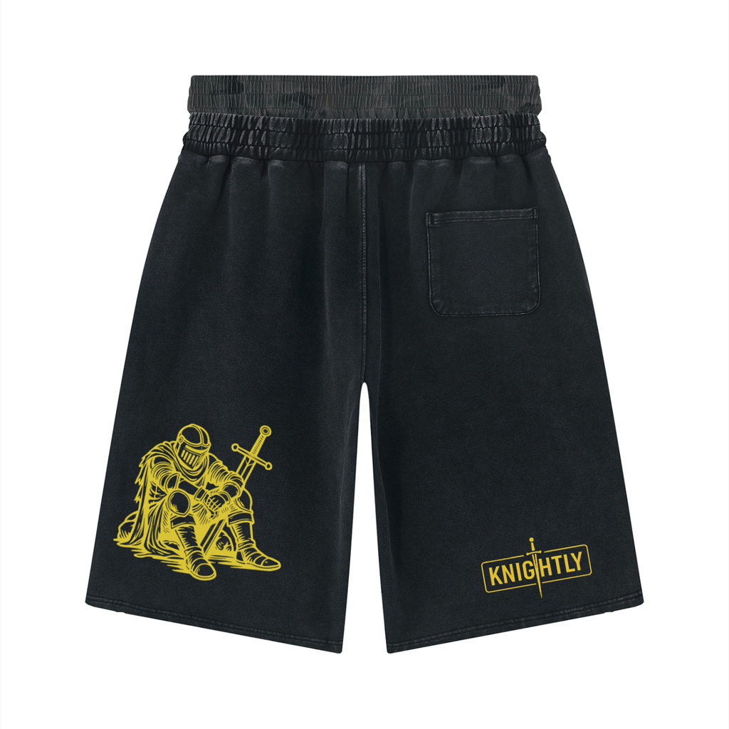 Unisex Vintage Wash Distressed Wide Leg Shorts