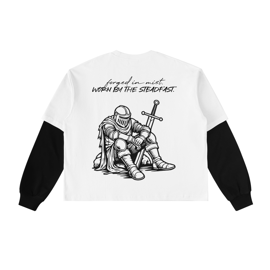 Layered Contrast Sleeve Cotton T-Shirt